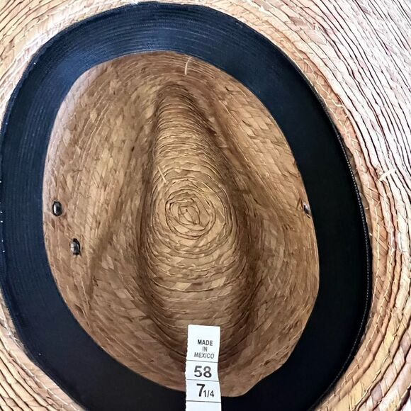 Palm Leaf Straw Bolero Cowboy Hat with Brown Ribbon Coastal Cowgirl Straw Hat - Picture 5 of 6